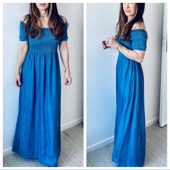 MADE IN ITALY ABSOLUTELY FABULOUS JEAN MAXI DRESS - Picture 4 of 5